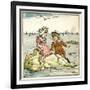 Girl and Boy Sitting on a Rock-Kate Greenaway-Framed Art Print