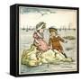 Girl and Boy Sitting on a Rock-Kate Greenaway-Framed Stretched Canvas