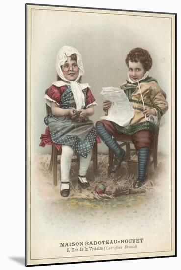 Girl and Boy Wearing Traditional Costume-null-Mounted Giclee Print