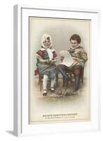 Girl and Boy Wearing Traditional Costume-null-Framed Giclee Print