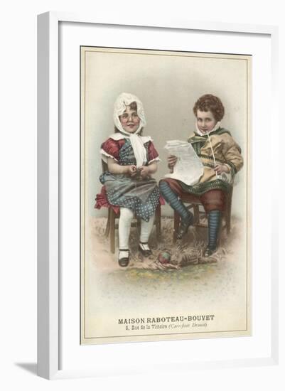 Girl and Boy Wearing Traditional Costume-null-Framed Giclee Print