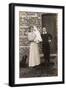 Girl and Boy with Baby and Spaniel Outside a House-null-Framed Photographic Print