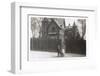 Girl and Boy with Dog Outside their House-null-Framed Photographic Print