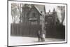 Girl and Boy with Dog Outside their House-null-Mounted Photographic Print