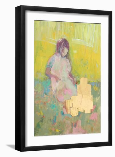 Girl and Building Blocks, 2016-David McConochie-Framed Giclee Print