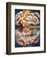 Girl and Cat in Boat -Vertical-Valery Rybakow-Framed Art Print