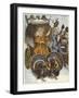 Girl and Chariot Being Pulled by Turkeys-null-Framed Giclee Print