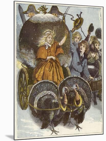 Girl and Chariot Being Pulled by Turkeys-null-Mounted Giclee Print