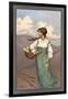 Girl and Daffodils-Sybil Barham-Framed Art Print