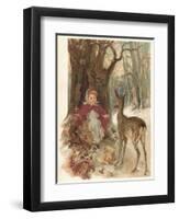 Girl and Deer-Marie Seymour Lucas-Framed Art Print