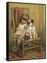 Girl and Dog, Drum C1880-null-Framed Stretched Canvas