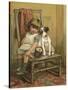 Girl and Dog, Drum C1880-null-Stretched Canvas