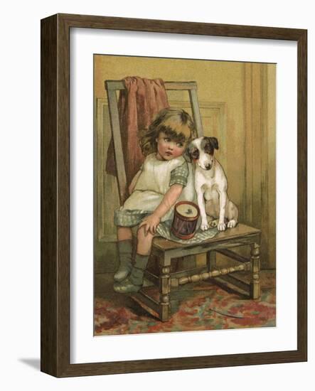 Girl and Dog, Drum C1880-null-Framed Art Print