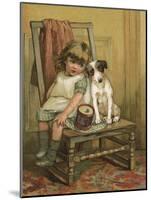 Girl and Dog, Drum C1880-null-Mounted Art Print