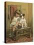 Girl and Dog, Drum C1880-null-Stretched Canvas