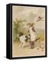 Girl and Dog, Windy Day-Helena J Maguire-Framed Stretched Canvas