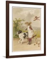 Girl and Dog, Windy Day-Helena J Maguire-Framed Art Print