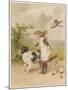 Girl and Dog, Windy Day-Helena J Maguire-Mounted Art Print