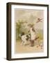 Girl and Dog, Windy Day-Helena J Maguire-Framed Art Print