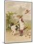 Girl and Dog, Windy Day-Helena J Maguire-Mounted Art Print