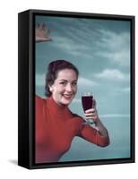 Girl and Guinness 1950s-Charles Woof-Framed Stretched Canvas