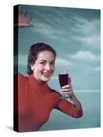 Girl and Guinness 1950s-Charles Woof-Stretched Canvas