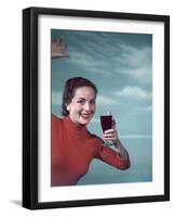 Girl and Guinness 1950s-Charles Woof-Framed Premium Photographic Print