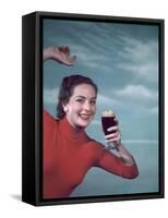 Girl and Guinness 1950s-Charles Woof-Framed Stretched Canvas