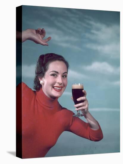 Girl and Guinness 1950s-Charles Woof-Stretched Canvas