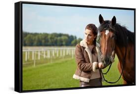 Girl and Horse on the Walk-ZoomTeam-Framed Stretched Canvas