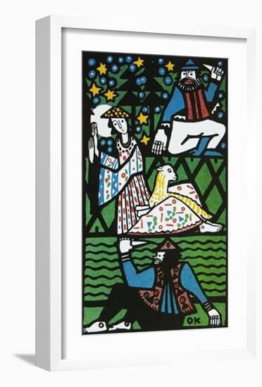 Girl and Lamb with Bandits-Oskar Kokoschka-Framed Art Print