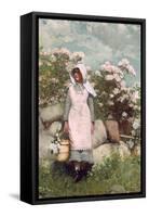 Girl and Laurel, 1879-Winslow Homer-Framed Stretched Canvas