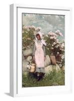 Girl and Laurel, 1879-Winslow Homer-Framed Giclee Print