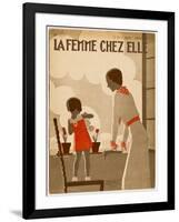 Girl and Mama Water Pots-null-Framed Art Print