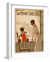 Girl and Mama Water Pots-null-Framed Art Print