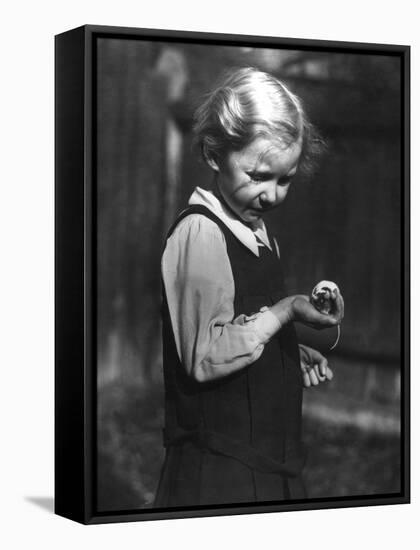 Girl and Mouse-null-Framed Stretched Canvas