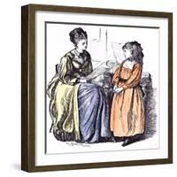 Girl and New Governess, 1874-George L. Du Maurier-Framed Giclee Print