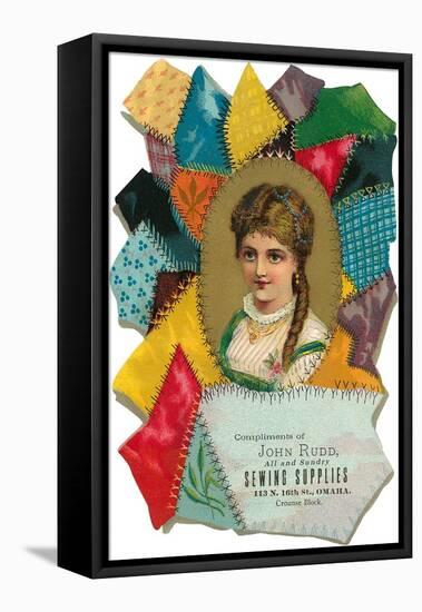 Girl and Old-Fashioned Quilt-null-Framed Stretched Canvas