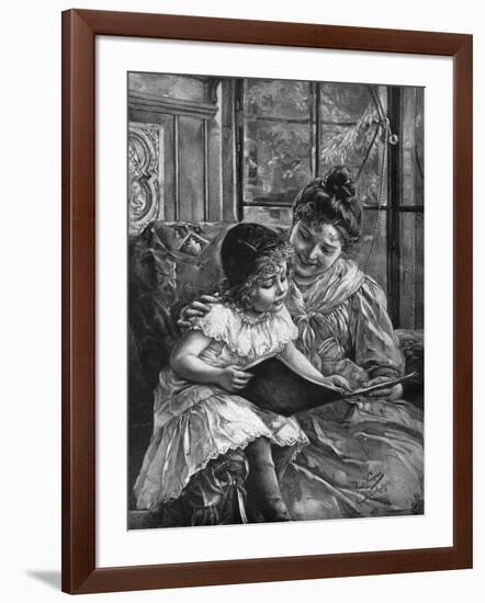 Girl and Picturebook-Paul Wagner-Framed Art Print