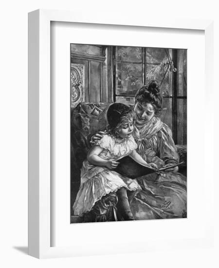 Girl and Picturebook-Paul Wagner-Framed Art Print