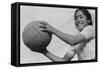 Girl and Volley Ball-Ansel Adams-Framed Stretched Canvas