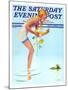 "Girl and Water Lilies," Saturday Evening Post Cover, September 7, 1935-Penrhyn Stanlaws-Mounted Giclee Print