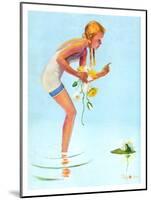 "Girl and Water Lilies,"September 7, 1935-Penrhyn Stanlaws-Mounted Giclee Print