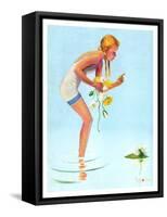 "Girl and Water Lilies,"September 7, 1935-Penrhyn Stanlaws-Framed Stretched Canvas