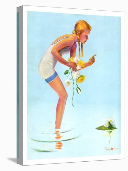 "Girl and Water Lilies,"September 7, 1935-Penrhyn Stanlaws-Stretched Canvas