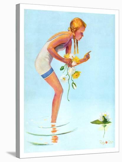 "Girl and Water Lilies,"September 7, 1935-Penrhyn Stanlaws-Stretched Canvas