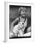 Girl and White Cat-null-Framed Photographic Print