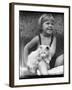 Girl and White Cat-null-Framed Photographic Print