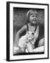 Girl and White Cat-null-Framed Photographic Print