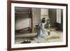 Girl Arranging Flowers (Hand Coloured Photo)-Japanese Photographer-Framed Giclee Print